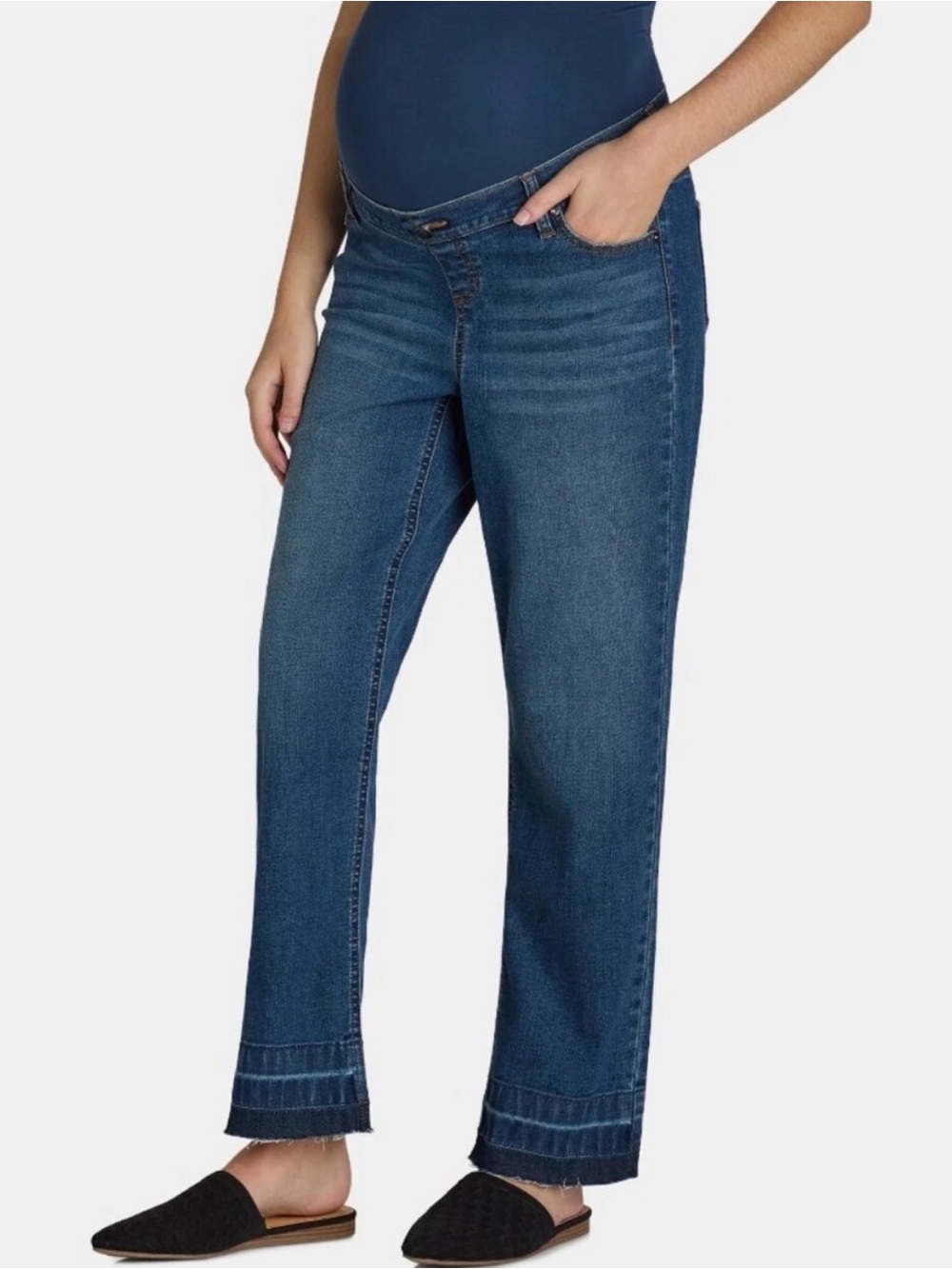 Time and Tru Dark Blue Wide Leg Maternity Jeans